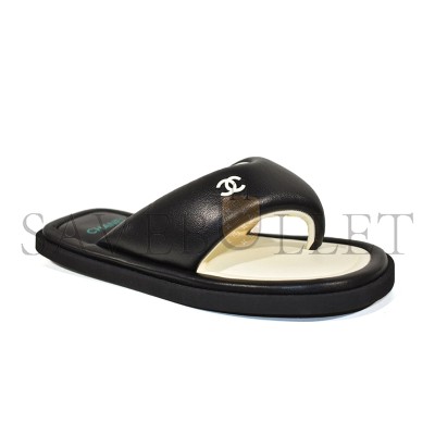 CHANEL 22P LAMBSKIN BLACK WHITE SANDALS 200547